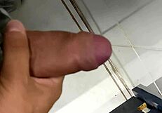 cuckold jerks off super hot in bathroom closeup!