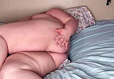 Chubby BBW slut slowly inserts anal beads into her fat ass teasing her orgasm with homemade toy play