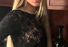 petite blonde latina's natural tits bounce wild in pov as she deepthroats, rims and swallows sloppy cum mouthful