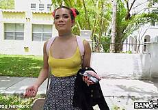 asian cutie beaver pussy hops bus for hairy creampie fun