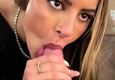 petite blonde latina's natural tits bounce wild in pov as she deepthroats, rims and swallows sloppy cum mouthful