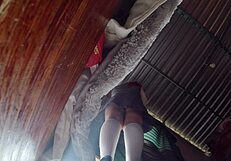 latina student lifts skirt showing panties to stepdad