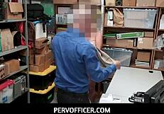 Thief daisy lee, caught stealing? Perv officer rips clothes and fucks her petite czech pussy right in the shop