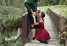 village teen in miniskirt moans outdoor forest fuck promises city ride cum facial bliss