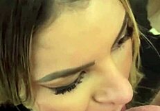 petite blonde latina's natural tits bounce wild in pov as she deepthroats, rims and swallows sloppy cum mouthful