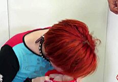 bound bdsm slut chokes on sloppy deepthroat blowjob with rough gagging
