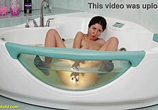 Brunette Teen Katty West Fingers Shaved Big Pussy To Wet Orgasm In Bathtub