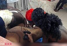 Three Ebony Sluts Choke On Cock In Sloppy Deepthroat Ghetto Blowbang!