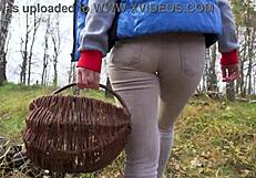 milf struts tight pants through woods shaking huge ass