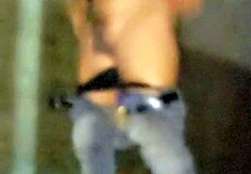 feminized sissy flashes cock publicly then pisses