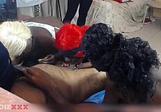 Three Ebony Sluts Choke On Cock In Sloppy Deepthroat Ghetto Blowbang!