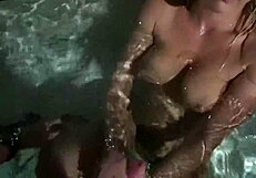 big tits babe moans in hot tub while sucking monster cock then pussy licked to orgasm 💦😍