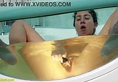 Brunette Teen Katty West Fingers Shaved Big Pussy To Wet Orgasm In Bathtub