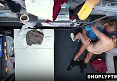 Shoplifter Winter Flynn bent over desk feels officer's fingers slide deep into pussy then fucked hard