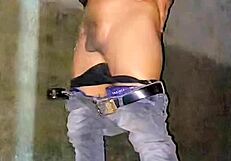 feminized sissy flashes cock publicly then pisses