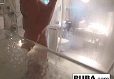 yeah leya falcon sneaks the camera into her steamy shower for some solo fun