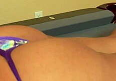 wild brunette babe deepthroats cock in steamy bikini blowjob