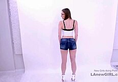 sexy brunette teen model fucked hard by daddy in sofa casting interview pov