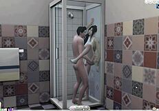 ww and jv get playful and have fun before the shower cartoon style