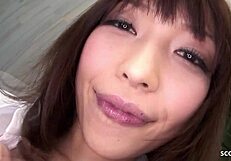 Petite Japanese teen rides cowgirl after deepthroat then takes creampie doggystyle in uncensored jav!