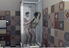 ww and jv get playful and have fun before the shower cartoon style