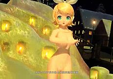 Snow Goddess Kagamine Rin's Big Ass Tits Bare in Nude Mod Project