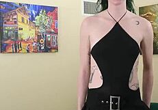 Tall Skinny Kit Summers Part 2 In Tight Black Bodysuit And Gothic Miniskirt