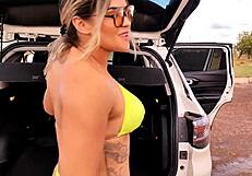 roadside interview flips to anal creampie pounding luna oliveira's ass