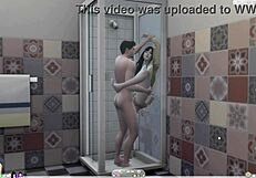 ww and jv get playful and have fun before the shower cartoon style