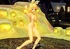 Snow Goddess Kagamine Rin's Big Ass Tits Bare in Nude Mod Project