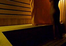 whoa, hidden cam catches this teen fingering wet in sauna 😏