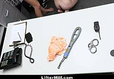 hey officer, your milf coworker and i will punish this teen shoplifter right here in the garage