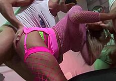 High Heels Stockings Girl Takes Double Penetration Doggy Gangbang Action