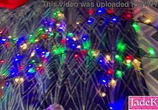 Amateur slut gags deep on cock in santa hat before massive facial cumshot!