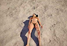 tk8 ryona spotlights xiaoyu in striking gold bikini display
