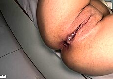 Brazilian brunette gets squirt in mouth then bareback anal creampie first time