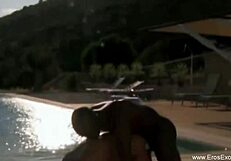 African and asian lovers outdoors mix erotic massage with sensual interracial licking