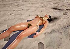 tk8 ryona spotlights xiaoyu in striking gold bikini display