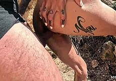 german milf sophie logan's big tits bounce wildly during risky public beach cheating fuck
