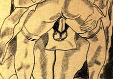 Vintage scenes unfold with hairy retro eroticism in antique style storytelling.