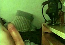 Skinny babe jerks monster cock solo on rainy day.