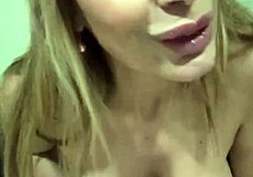 Argentinian milf strips bra and panties to masturbate big tits and shaved pussy with dildo
