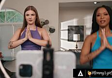 Mommy's Girl! Cali Sweets And Stepbae Sky Wonderland Ditch Yoga For Scissoring And Rough Lesbian Action!