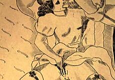 Vintage scenes unfold with hairy retro eroticism in antique style storytelling.