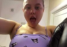 What if big tits bbw teen in leather lingerie fingers her shaved pink wet pussy up close?