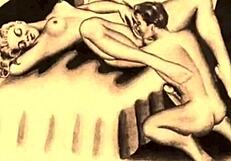 Vintage scenes unfold with hairy retro eroticism in antique style storytelling.