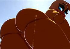 What if Giantess Toy Chica Grows Huge with Furry Toys?