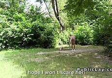 Hungarian Hottie Deepthroats Stranger in Public Park