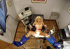 Remote Center Handcuffs Alexandria Jane's Big Ass Blonde for Latex Humiliation