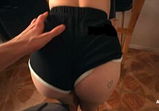 Athletic teen roommate's midnight thirst leads to huge creampie squirt in kitchen dorm